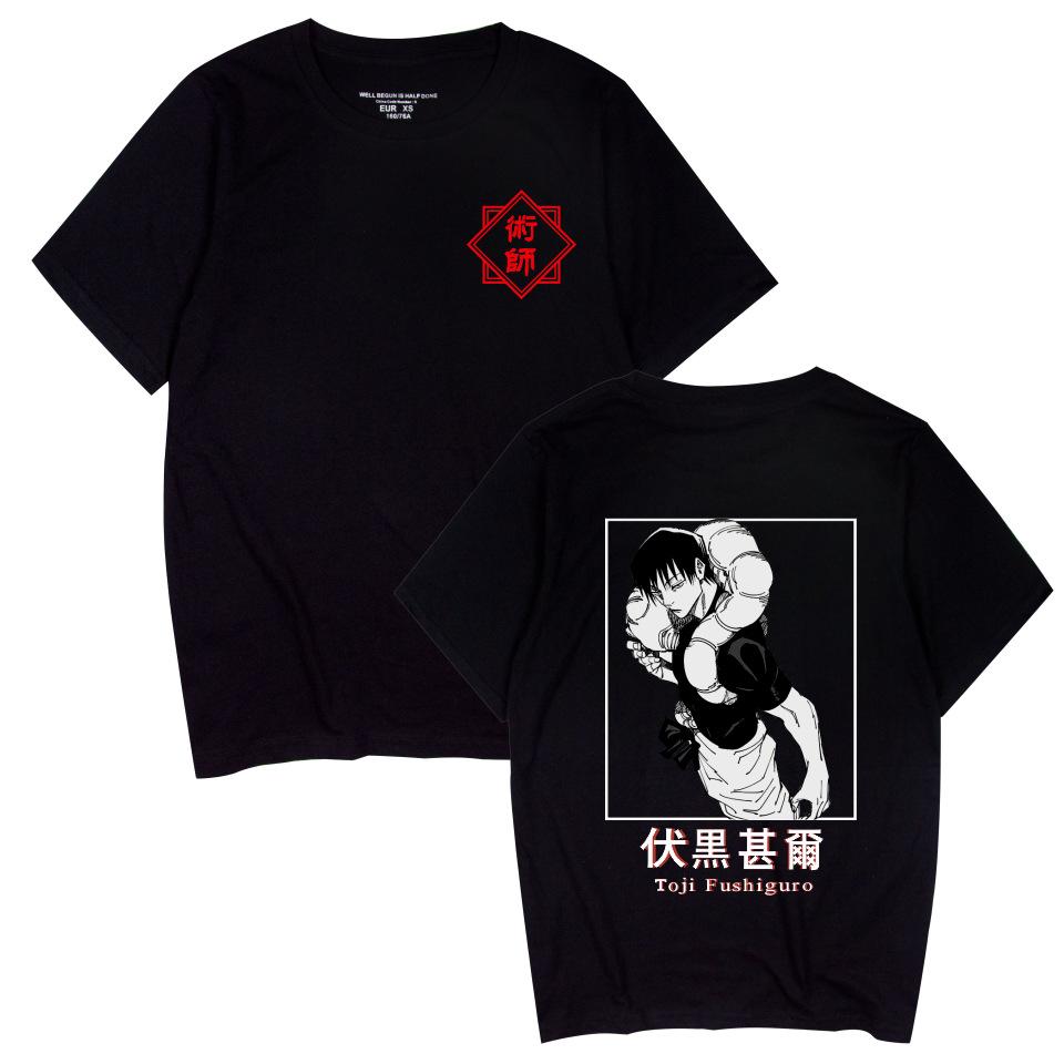 

Jujutsu Kaisen Shirts Round Neck Short Sleeve Funny Clothes Cartoon Printed Unisex T-Shirt XS чёрный