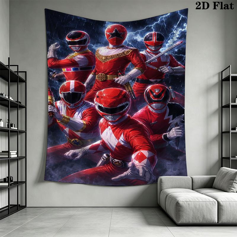 Power Rangers 2D Flat Adventure Tapestry Tapestry Background Cloth Wallmounted Atmospheric Background Cloth Work Of Art Wall Covering Decoration