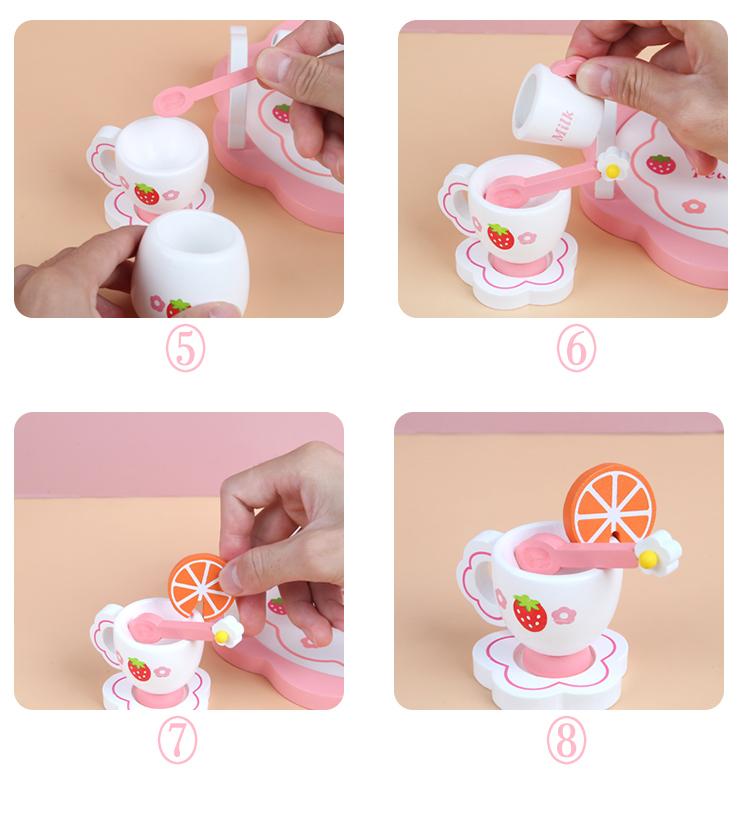 Wooden Afternoon Tea Set Toy Pretend Play Food Learning Role Play Game Early Educational Toys for Toddlers Girls Boys Kids Gifts