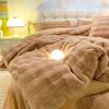 Plush Four Piece Set Double Sided Warm Coral Fleece Quilt Cover Winter Thickened Soft Bed Sheets Pillowcases Bedding Products