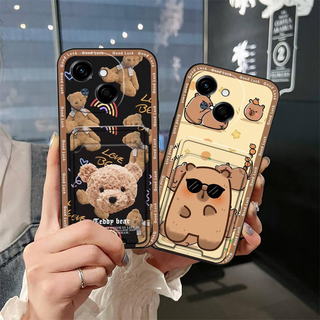 Schutzhülle Modisches Design für Tecno POP9 4G/Spark GO 1/KL4 Niedliches TPU Kartenfach Kartenhülle Stoßfest Cartoon