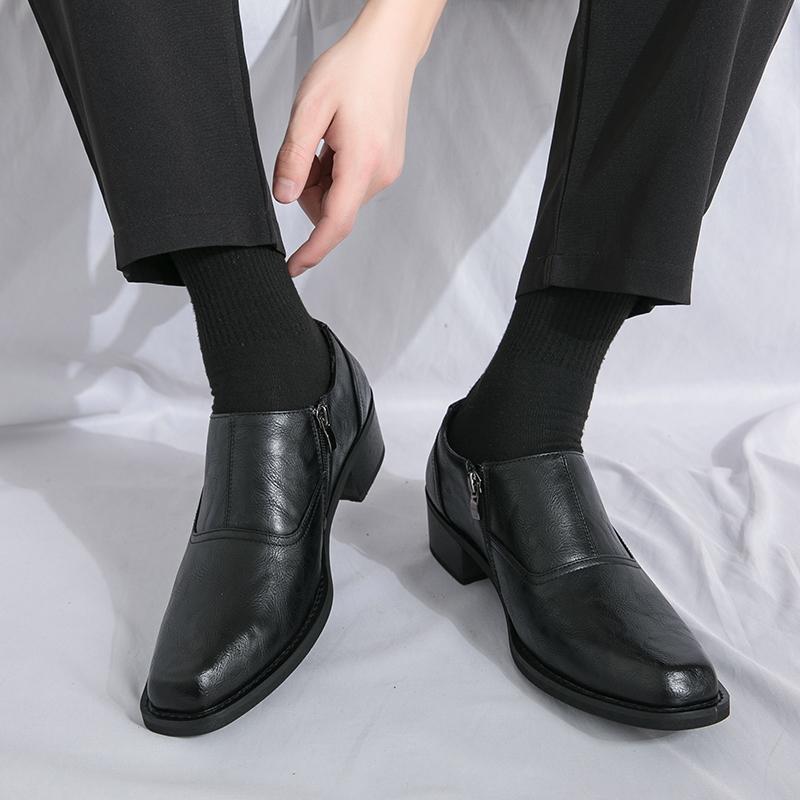 Platform Men Leather Shoes Outdoor Driving Men Shoe Mens Oxfords Dress Shoes Slip On Office Pattern Business Flats Shoes Men