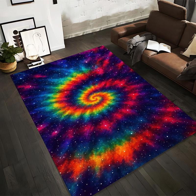 

Colorful Tie-Dye Spiral Galaxy Carpet with Starry Night Design Suitable for use as an anti-slip for living room bedroom sofas 40x60cm( 15x23in )