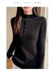 Women's Autumn/Winter High-End Three-Dimensional Crochet Slimming Half-High Collar Sweater