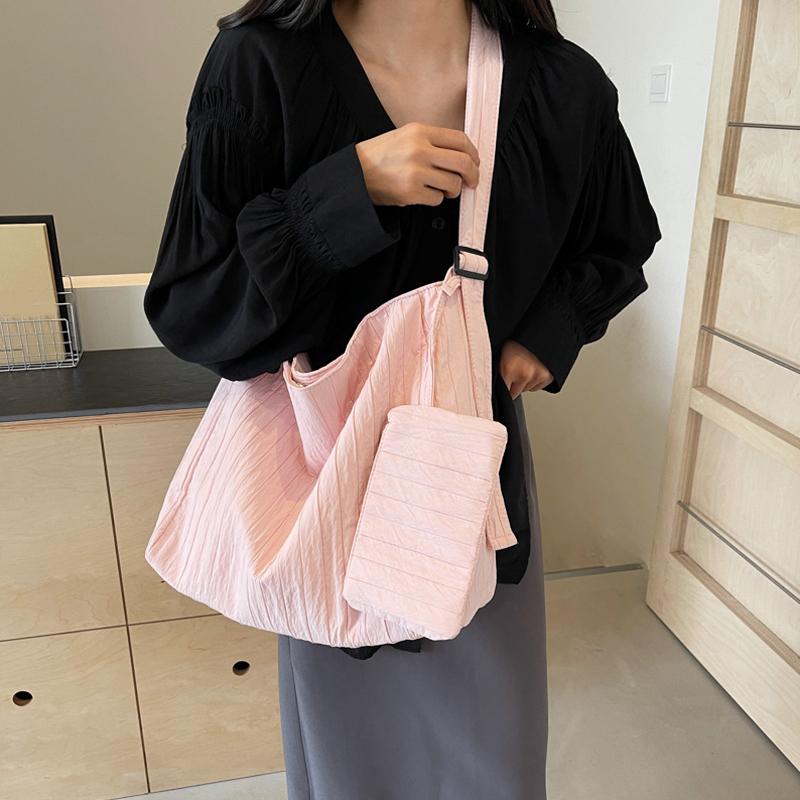 Canvas Tragetaschen Geldbörse für Damen Weiche Faltbare Schulterhandtaschen mit Münzfach Lässige Pendler Shopper Tragetaschen KTY