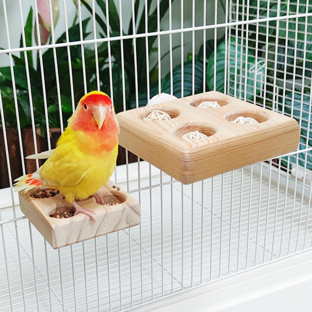 Natural Wood Parrots Foraging Toy with Jumping Platform Pet Bird Accessory Enhances Bird Intelligence and Activity