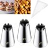 3 Pieces Stainless Steel Large Piping Tips Churro Maker Icing Tips,Pastry Cake Decorating with 20Pcs Disposable Piping Bags