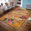 "Floral Motivational Design Rug" Non-slip Rug Suitable for Living Room and Bedroom Sofas.