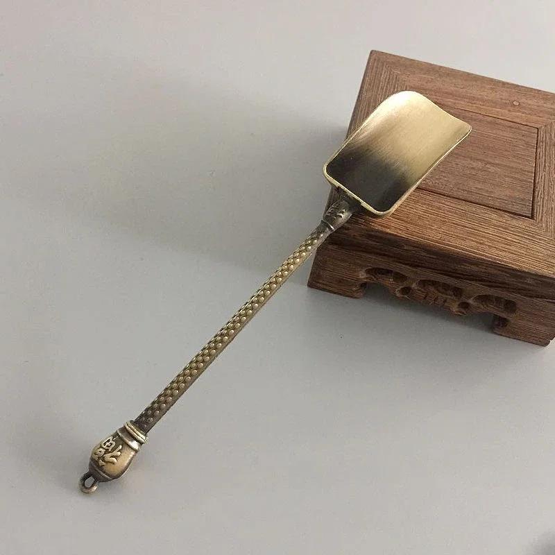 Retro Metal Chinese Tea Scoop Spoon Copper Teaspoon Bamboo Shape Tea Set Shovel Kongfu Tea Ceremony Utensils Accessory Tool