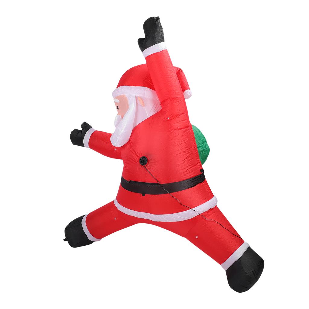 8.2ft Inflatable Xmas Climbing Santa Blow Up Santa Yard Decoration with Present Bag Built in LED Light for Wall Garden