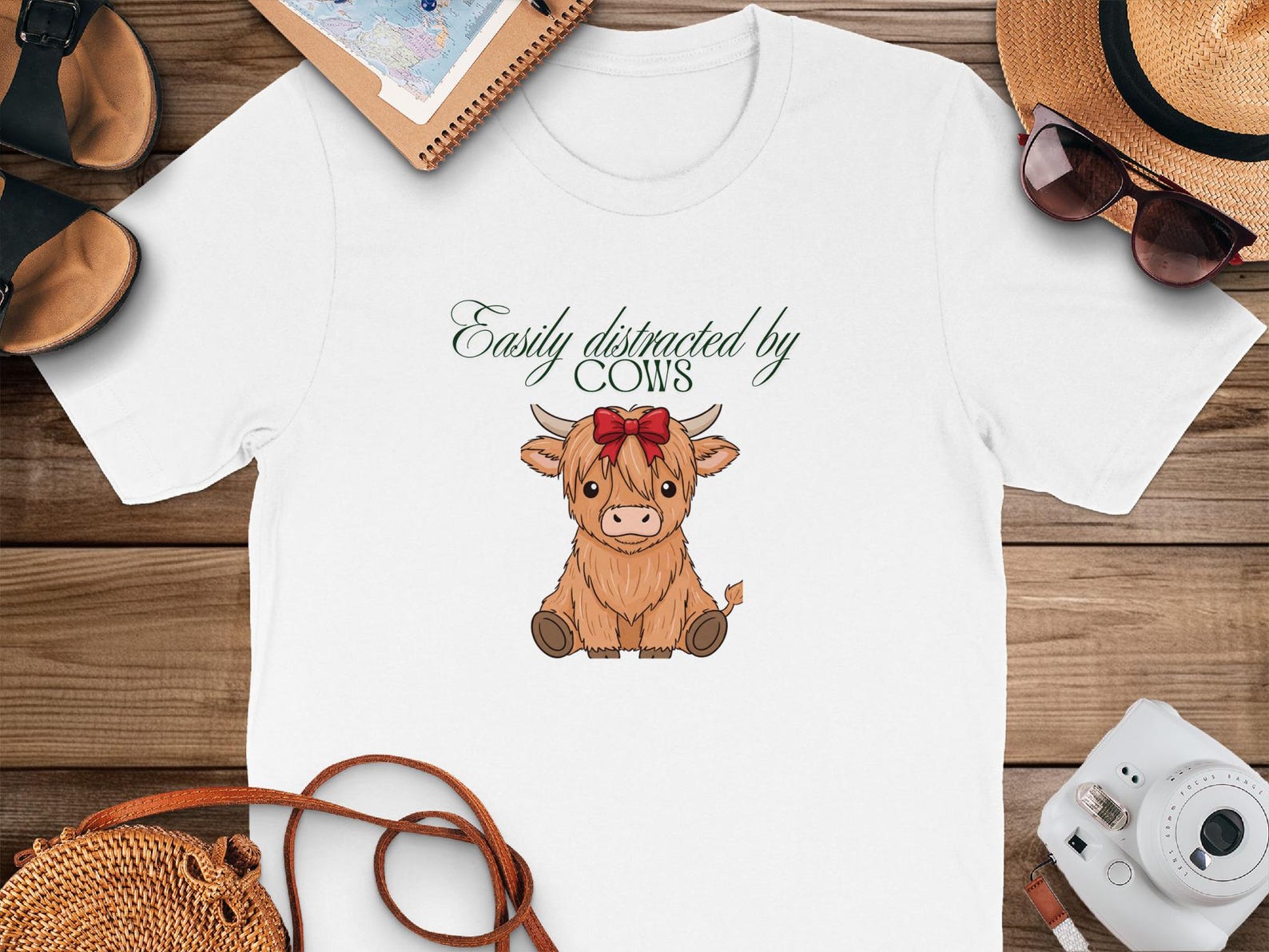 Highland Cow T-Shirt, Kawaii Baby Calf Farm Animal Tee S
