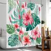 Green Plants Shower Curtain Tropical Leaves Cactus Succulent Flower Botanical Bathroom Decor Polyester Bathtub Curtain With Hook