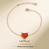 Women's Heart Antler Red Agate Bracelet - 925 Silver, Fresh Christmas Birthday Gift
