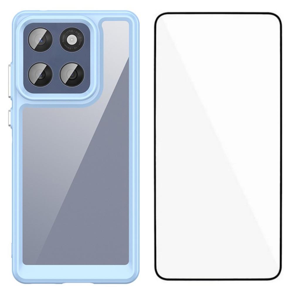 

WANLONFENG XC Series For Motorola Edge 60 Fusion 5G Case TPU Acrylic Phone Cover with Tempered Glass (Big Lens Hole) D