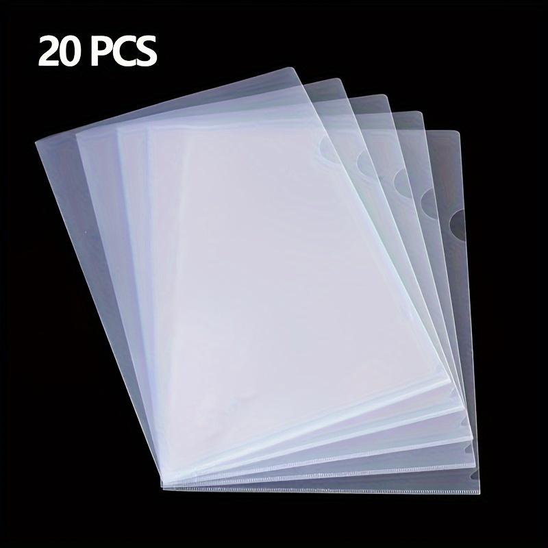 20pcs Plastic Clear Document Folders - L-Type Folders Copy Safe Project Pockets, for A4/ Letter Size Sheets, Transparent Color