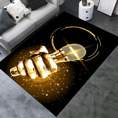 Golden Microphone Chair Mat Office Carpet, Oversized Rug for Home Decor, Sofa Mat, Desk Pad Gift, Suitable for Bedroom, Living Room, Various Rooms