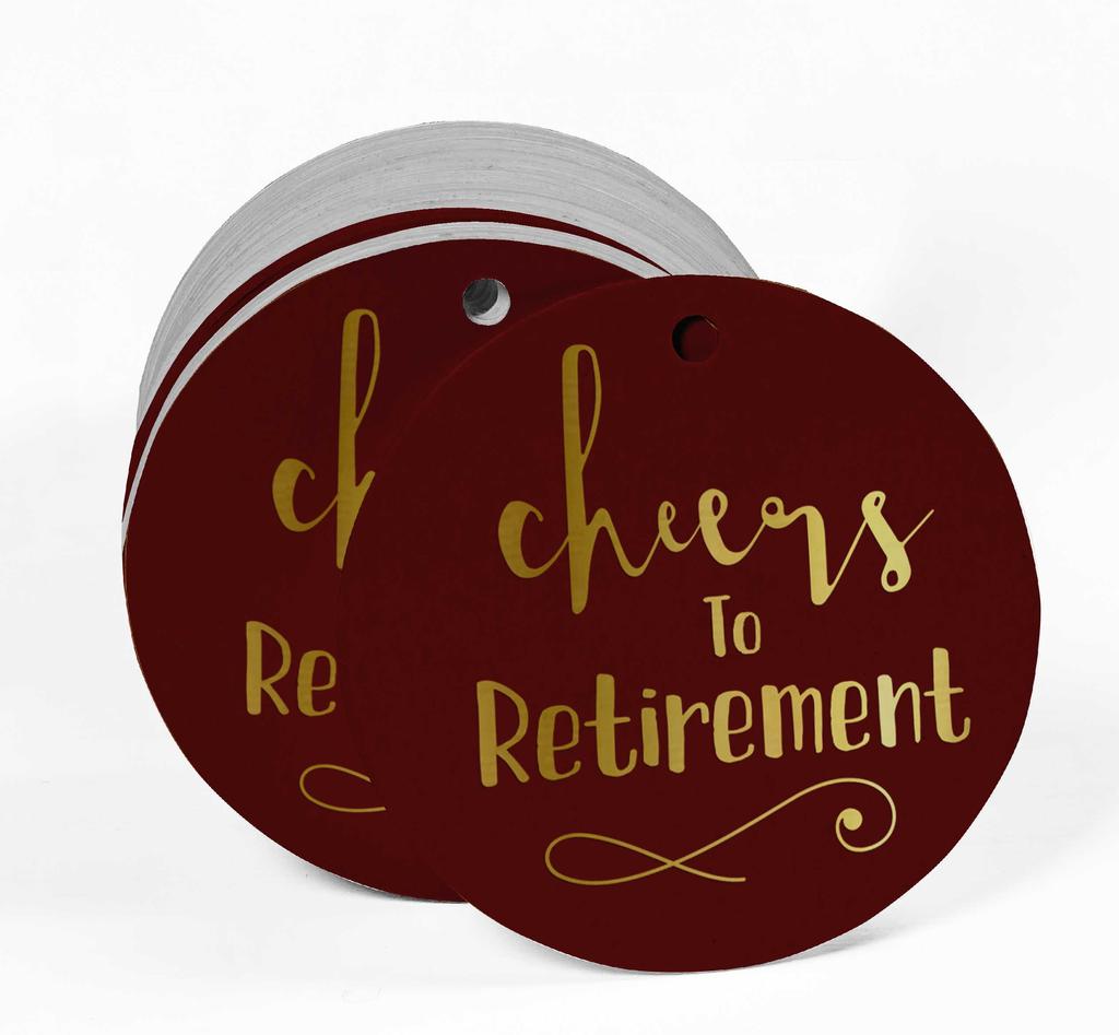 Inkdotpot Pack Of 100 Real Gold Foil Paper Tags Cheers To Retirement Favor Hang