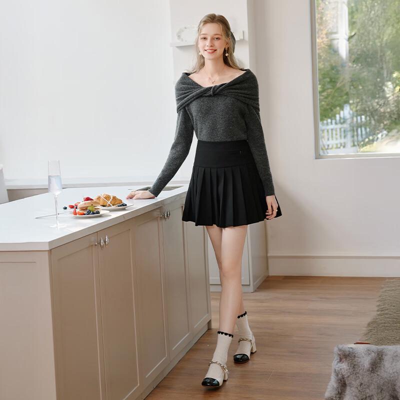 Xiangying Off-Shoulder Bowknot Knit Sweater