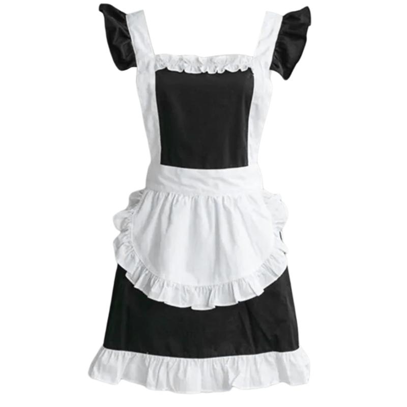 Halloween Maid Apron Costume Princess Maid Apron Women Kitchen Apron for Cooking Baking Princess Maid Apron with Pocket