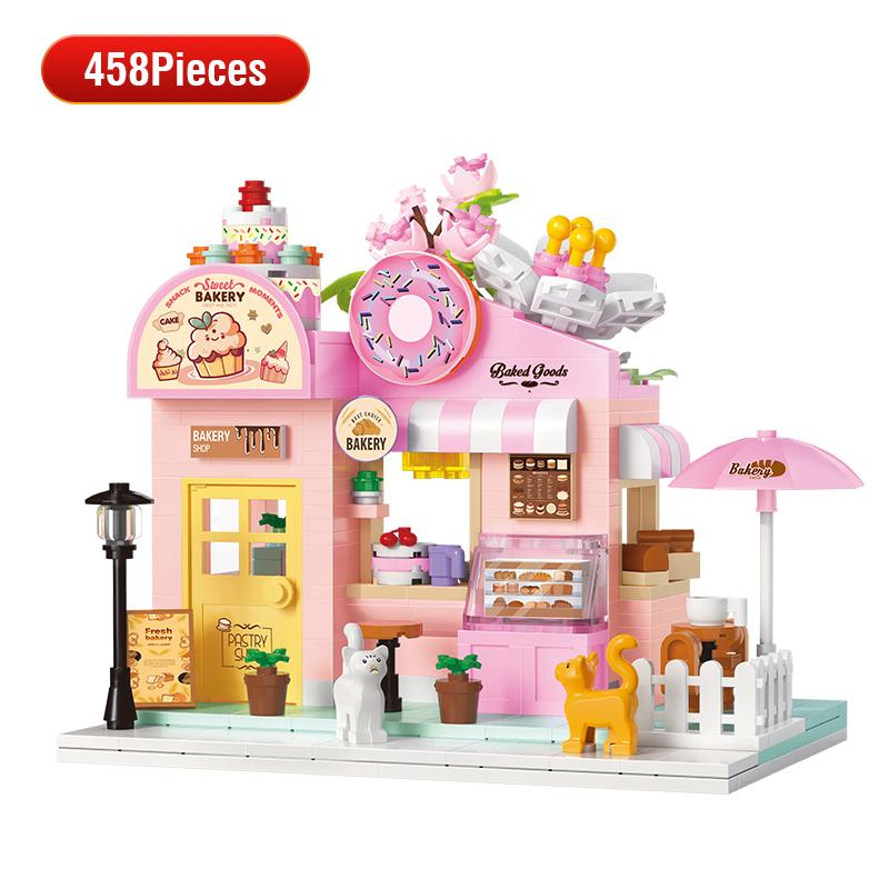 Street View Building Blocks Diy Plastic Model Mini Bricks Educational Assembly Games Desktop Home Decoration Children Gifts