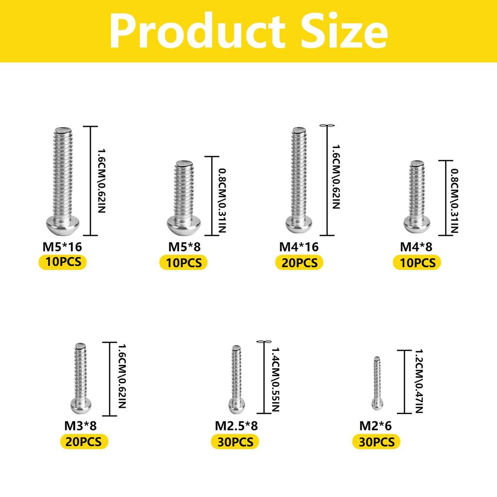 520 Pcs Bolts and Nuts Set, M2 M2.5 M3 M4 M5 Nuts and Bolts Assortment