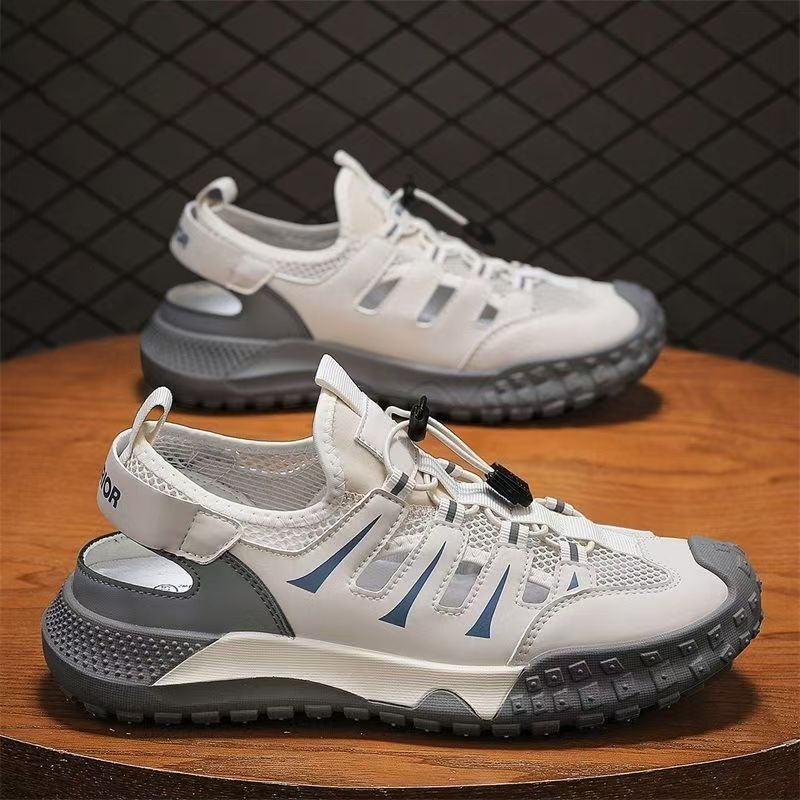 

Wading bag head beach shoes breathable men s shoes summer outdoor hollow sports leisure hole shoes 44 белый