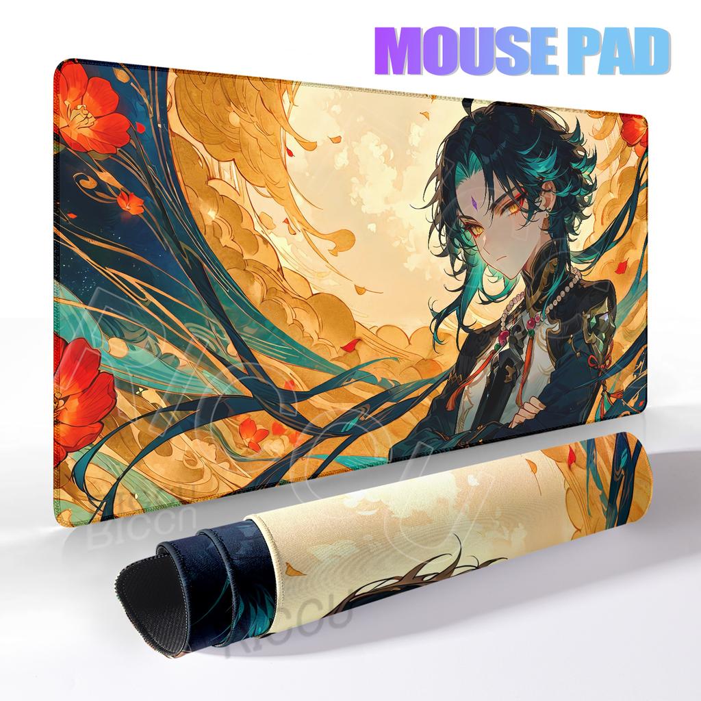 Genshin Impact Xiao Tappetino per mouse Anime Tappetino da scrivania di grandi dimensioni Tappetino per scrivania per tastiera del computer Tappetino per mouse da gioco Accessori per computer Tappetino per mouse