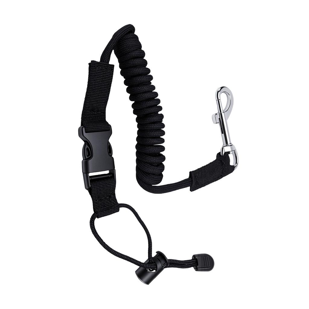 Kayak Paddle Leash Stretchable Shock Cord Fishing Pole Safety Tether with Ti Alloy Hook Black