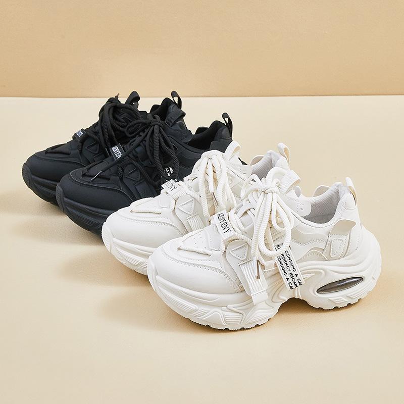 Spring New Female Student Sports Running Casual Street Shooting Thick Sole Heightening Versatile Dad Shoes Ins