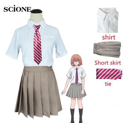 3ks sady Tokyo Revengers Tachibana Hinata Cosplay Kostým JK Školské oblečenie Košeľa Kravata Sukňa Ponožky Oblečenie Halloween Anime Oblečenie Disfraz