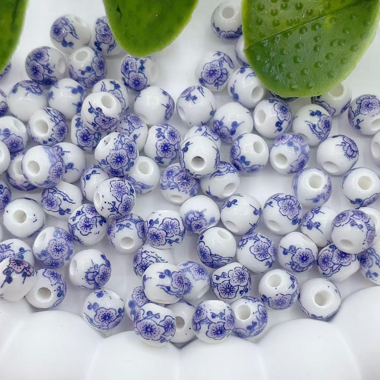 Guofeng Blue and White Porcelain Round Beads for DIY Jewelry Bracelets 6mm Round Beads