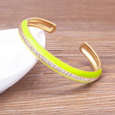 

Nidin Fashion Design Summer Hot Sale Cuff Jewelry Bangle 9 Colors Candy Colorful Neon Enamel 5A Cubic Zirconia CZ Bangle Gifts 56-58mm жёлтый