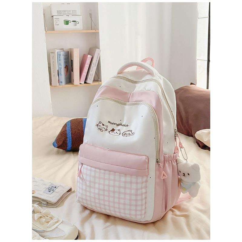 Lightweight and largecapacity backpack, new Japanese ins, highvalue, fresh and sweet plaid, junior high school schoolbag.