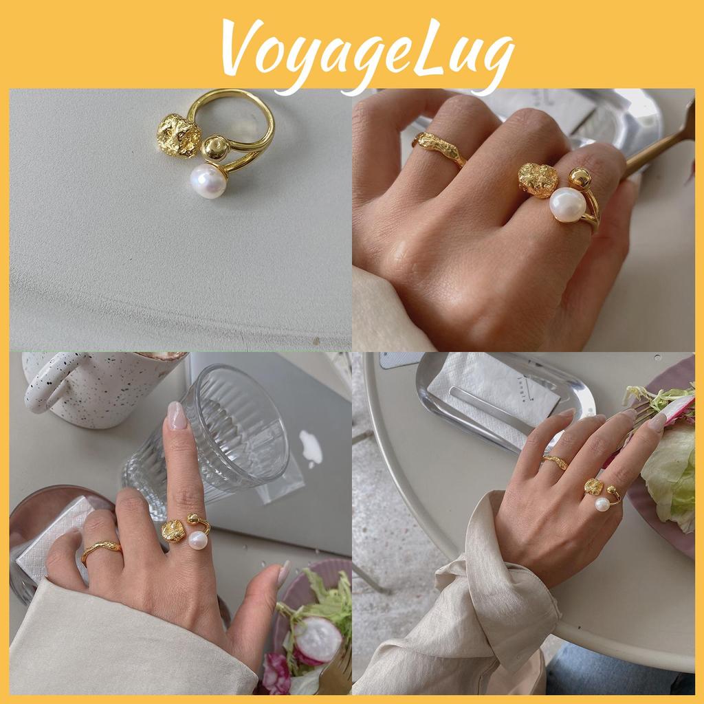 Elegant Korean Pearl Geometric Ring For Women Fashionable Unique Design High Quality