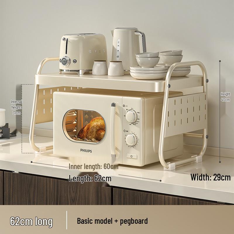 Cremefarbenes Doppelschicht-Küchenregal im Stil für Mikrowelle und Reiskocher