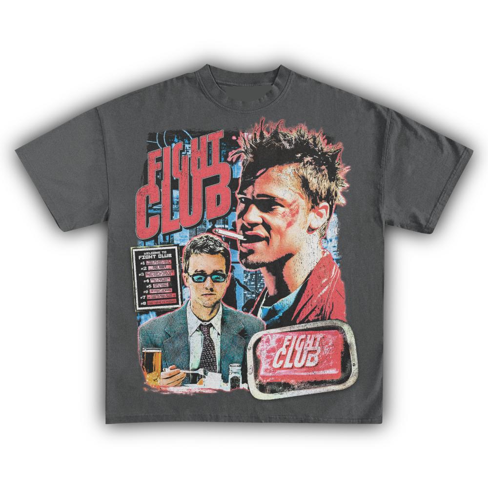 Fight Club Brad Pitt Edward Norton Koszulka Retro dla Mężczyzn Kobiet Vintage Kultowy Klasyczny Film Graficzna Koszulka Streetwear