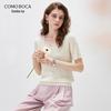 Dünn gestricktes kurzärmeliges T-Shirt für Damen aus Lyocell-Mischgewebe