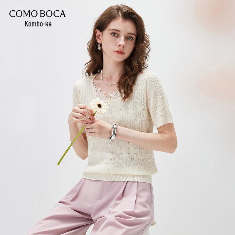 Dünn gestricktes kurzärmeliges T-Shirt für Damen aus Lyocell-Mischgewebe
