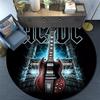 ACDC Rockband,Runder Teppich,Teppich für Wohnzimmer Schlafzimmer Sofa Spielzimmer Dekor,Rutschfeste Bodenmatte