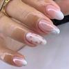 24 Pieces Artificial Nail Short Almond Styles Press on Nail Glitters Floral Patterns False Nail For Various Occasion