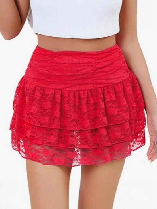 European & American Multi-layer Lace Trim Stacked Mini Midi Skirt – Sexy Fashion for Trendy Women