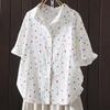 Zomer Kunst Retro Los Afslankende Print Casual Leeftijdsverminderend T-shirt Top met Korte Mouwen voor Dames Shirt