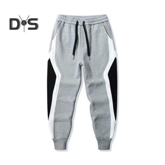 Plus Size Men Sport Pants Contrast Color Ankle-banded Sweatpants Drawstring Elastic Waist Loose Trousers with Pocket for Daily Exercise