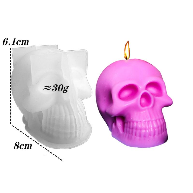 

3D Skull Silicone Candle Molds Diy Ghost Head Crafts Gypsum Crystal Resin Soap Making Mold for Halloween Party Decoration Gifts