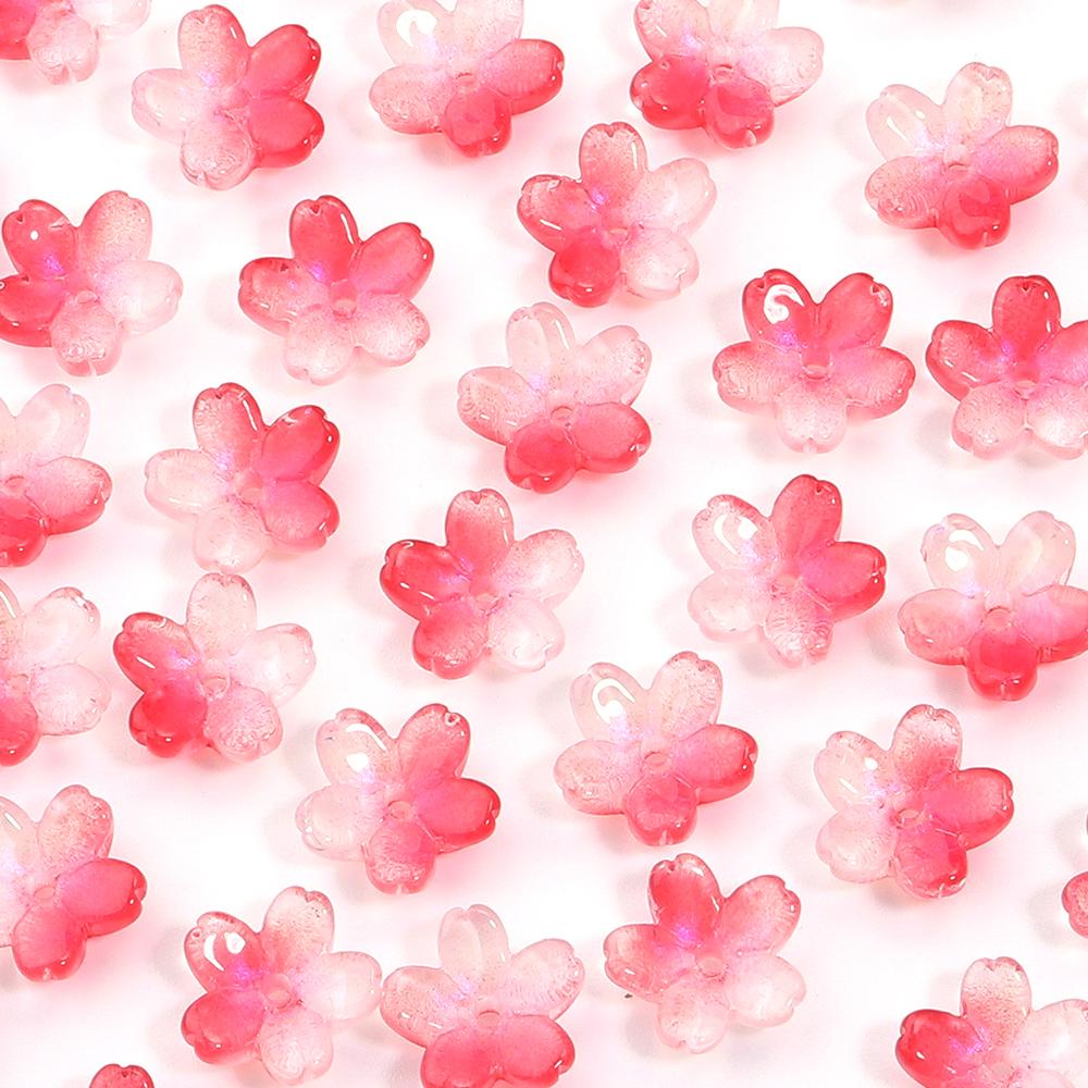 50pcs 10.5mm Cherry Blossom Lampwork Beads Colorful Glass Loose Bead For Jewelry Making DIY Crafts Bracelet Necklace Accessories