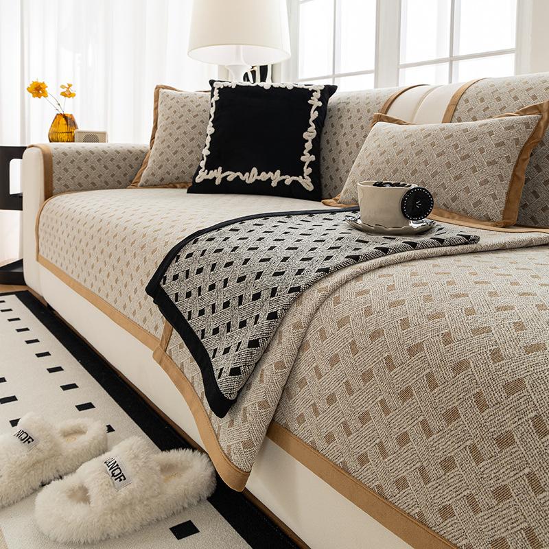 Chenier Plaid Sofa Cushion Universal In All Seasons New Seat Cushion Light Luxury High-End Sofa Cover