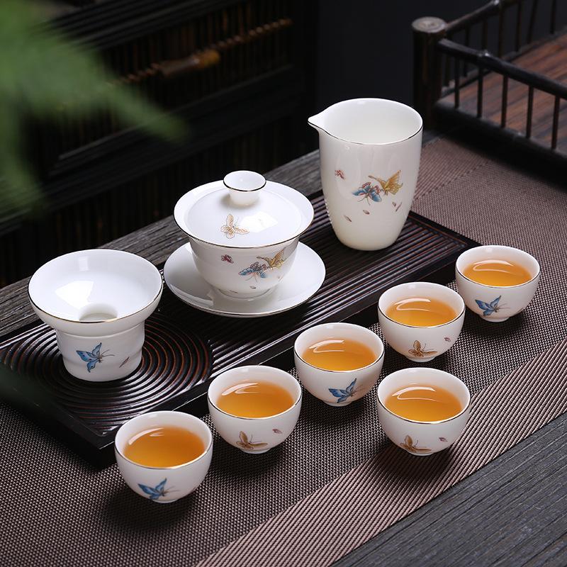 Keramik weißes Speckjade Porzellan Kung Fu Tee-Set Haushaltsgeschenke Geschäftsfirma Veranstaltungsgeschenke