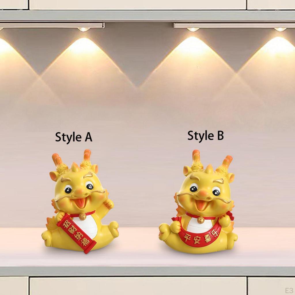 Chinese Year Dragon Statue Piggy Bank Animal Sculpture Feng Shui Table Figurine