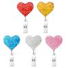 M-Modern-Multi-Color Love Flow Oil Bag Patch Easy-Pull Buckle Retractable Rotating Easy-Pull ID Buckle Badge Holder(5Pcs)