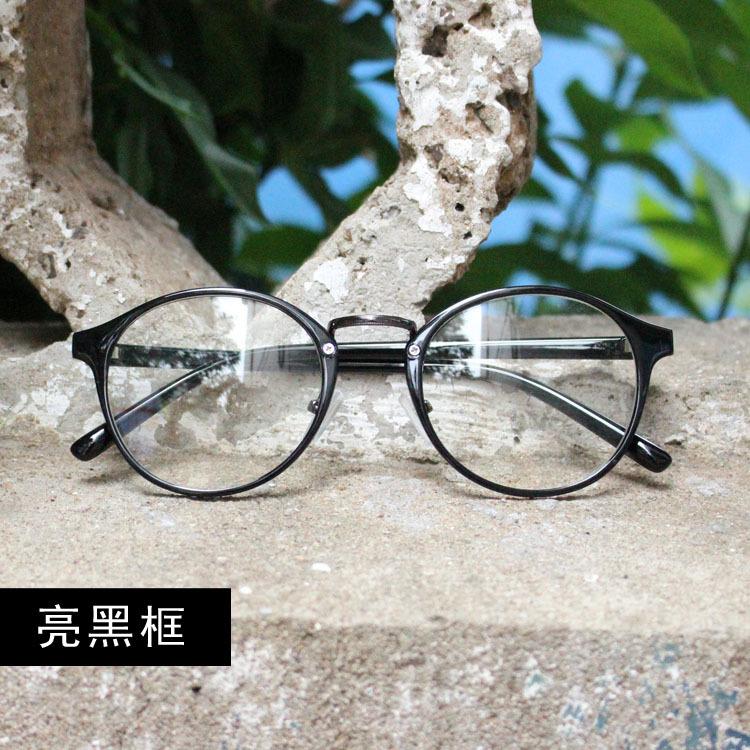 Personalized round small frame literary retro round glasses frame TR90 flat glasses big face thin student glasses